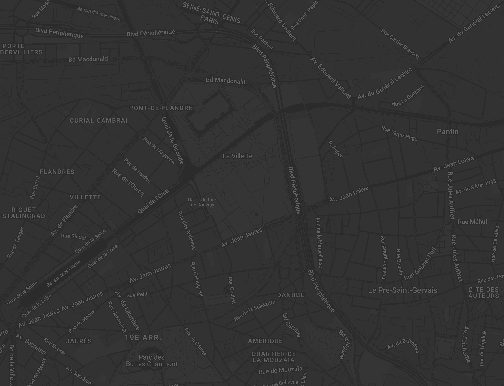 Map of the area around the Philharmonie de Paris, Porte de Pantin