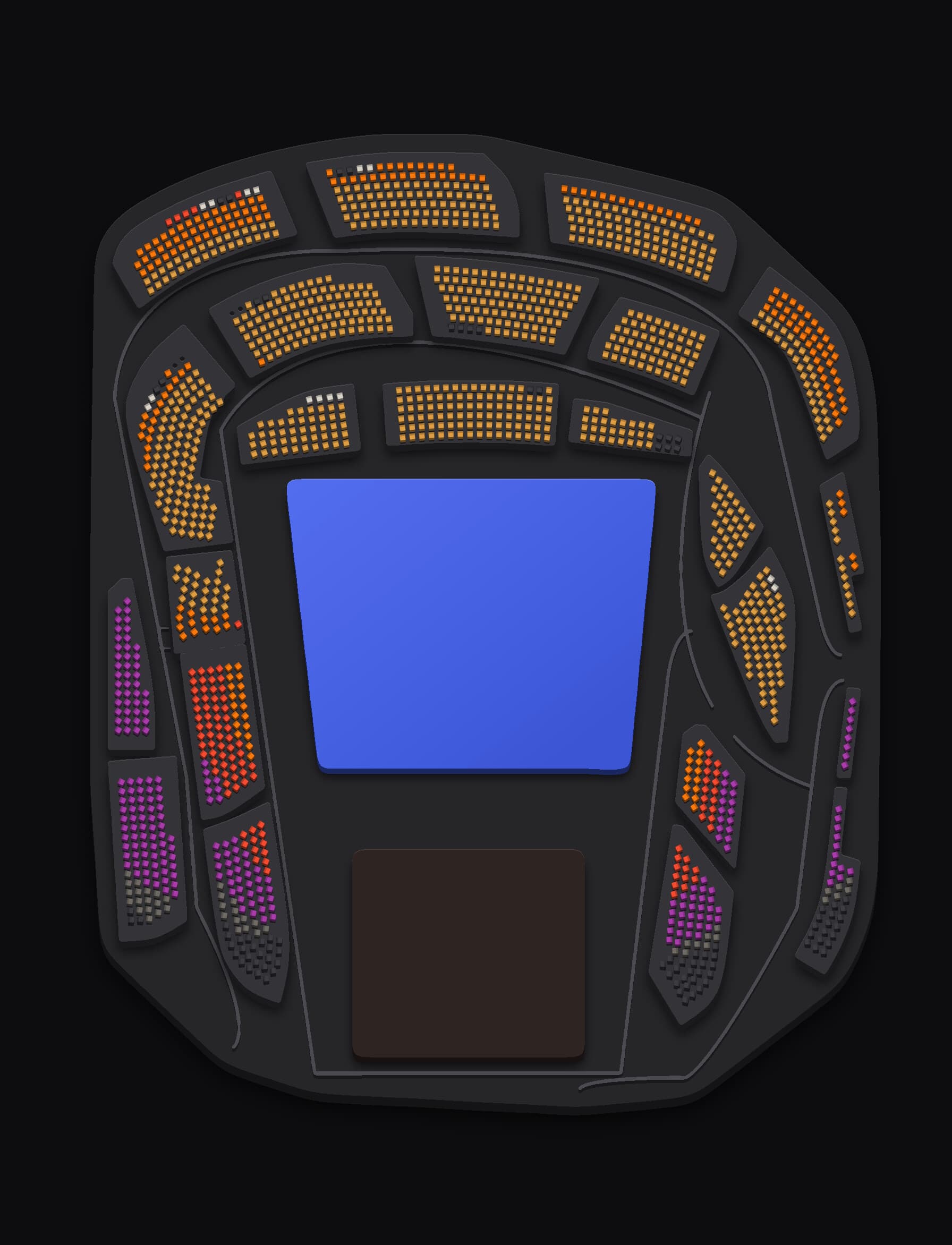 Seating plan of the Philharmonie de Paris, colored by seat category